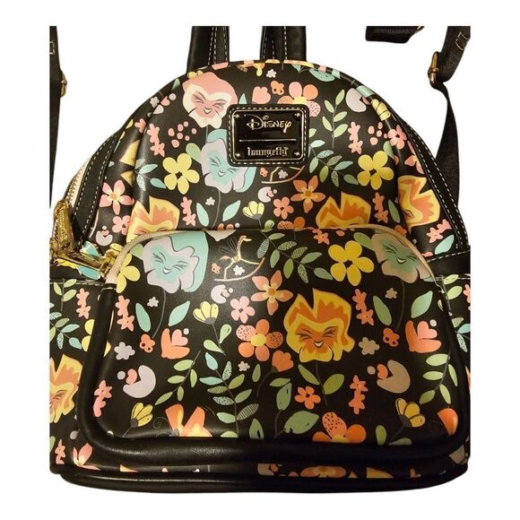 Loungefly Disney Floral Backpack - Black and Multicolor - Picture 3 of 9